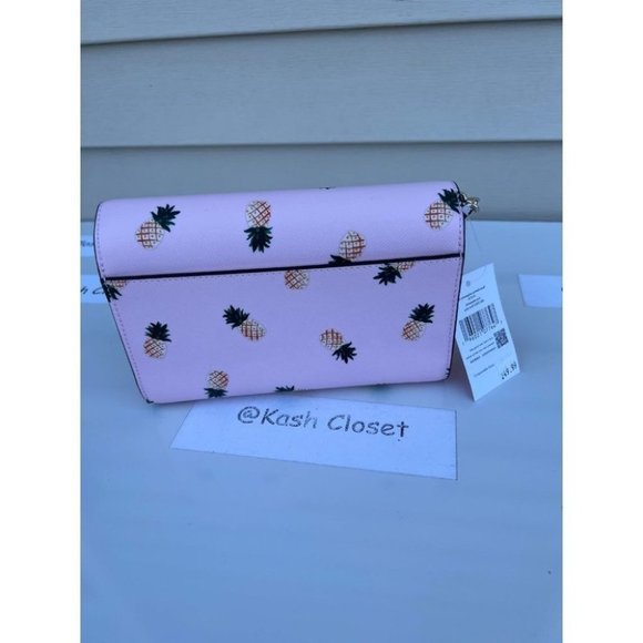 Kate Spade Staci Pineapple Printed Small Flap Crossbody  Pink Multi - Picture 4 of 9